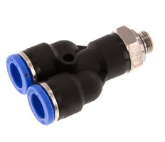 10mm x G1/8'' Y Push-in Fitting with Male Threads Brass/PA 66 NBR Rotatable