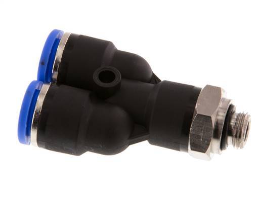 10mm x G1/8'' Y Push-in Fitting with Male Threads Brass/PA 66 NBR Rotatable