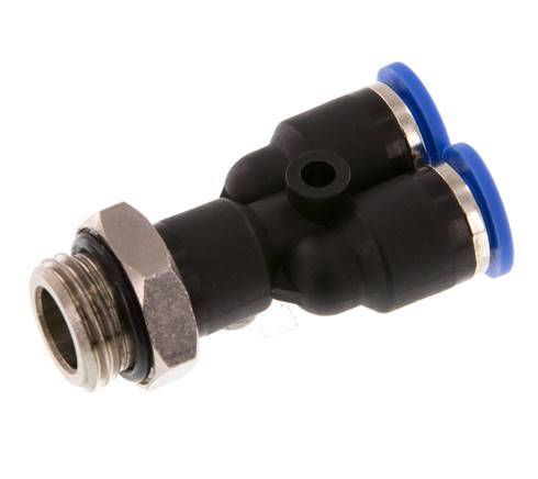 6mm x G1/4'' Y Push-in Fitting with Male Threads Brass/PA 66 NBR Rotatable [2 Pieces]