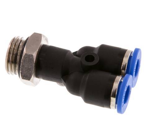 6mm x G1/4'' Y Push-in Fitting with Male Threads Brass/PA 66 NBR Rotatable [2 Pieces]