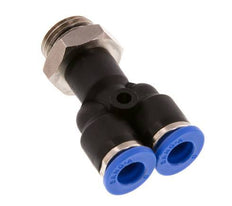 6mm x G1/4'' Y Push-in Fitting with Male Threads Brass/PA 66 NBR Rotatable [2 Pieces]