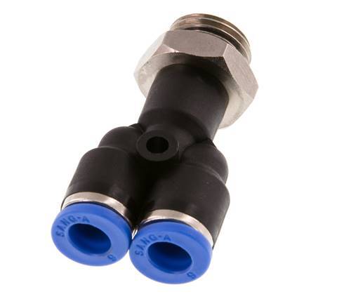 6mm x G1/4'' Y Push-in Fitting with Male Threads Brass/PA 66 NBR Rotatable [2 Pieces]