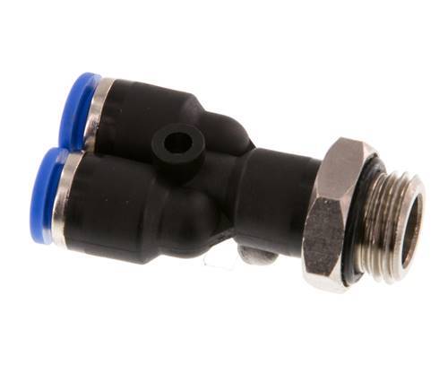 6mm x G1/4'' Y Push-in Fitting with Male Threads Brass/PA 66 NBR Rotatable [2 Pieces]