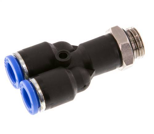 8mm x G1/4'' Y Push-in Fitting with Male Threads Brass/PA 66 NBR Rotatable [2 Pieces]