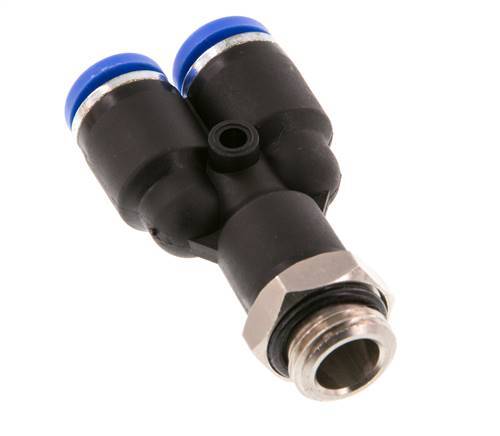 8mm x G1/4'' Y Push-in Fitting with Male Threads Brass/PA 66 NBR Rotatable [2 Pieces]