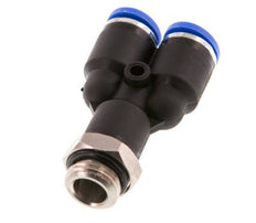 8mm x G1/4'' Y Push-in Fitting with Male Threads Brass/PA 66 NBR Rotatable [2 Pieces]