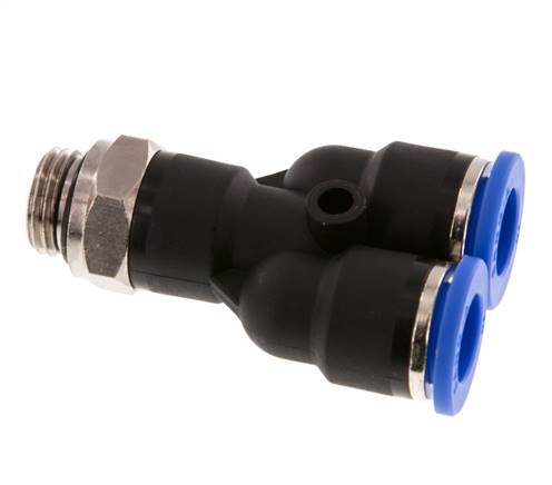 10mm x G1/4'' Y Push-in Fitting with Male Threads Brass/PA 66 NBR Rotatable