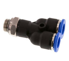 10mm x G1/4'' Y Push-in Fitting with Male Threads Brass/PA 66 NBR Rotatable