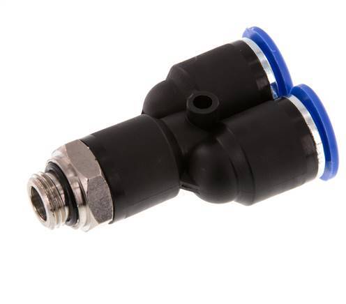 12mm x G1/4'' Y Push-in Fitting with Male Threads Brass/PA 66 NBR Rotatable