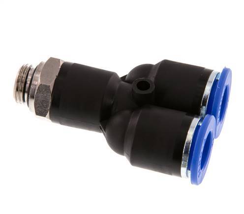 12mm x G1/4'' Y Push-in Fitting with Male Threads Brass/PA 66 NBR Rotatable