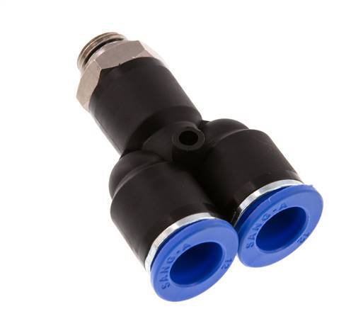 12mm x G1/4'' Y Push-in Fitting with Male Threads Brass/PA 66 NBR Rotatable