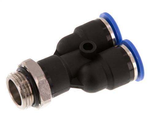 10mm x G3/8'' Y Push-in Fitting with Male Threads Brass/PA 66 NBR Rotatable