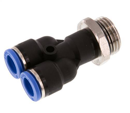10mm x G1/2'' Y Push-in Fitting with Male Threads Brass/PA 66 NBR Rotatable