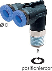 10mm x R3/8'' Y Push-in Fitting with Male Threads Brass/PBT NBR Rotatable