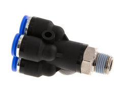 6mm x R1/8'' 4-way Y Manifold Push-in Fitting with Male Threads Brass/PA 66 NBR Rotatable
