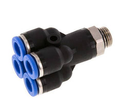 6mm x G1/8'' 4-way Y Manifold Push-in Fitting with Male Threads Brass/PA 66 NBR Rotatable