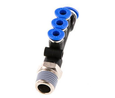 4mm x 6mm x R1/4'' 3-way Manifold Push-in Fitting with Male Threads Brass/PA 66 NBR Rotatable