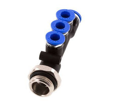 6mm x 8mm x G3/8'' 3-way Manifold Push-in Fitting with Male Threads Brass/PA 66 NBR Rotatable