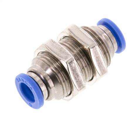 6mm Push-in Fitting Brass/PA 66 NBR Bulkhead [2 Pieces]