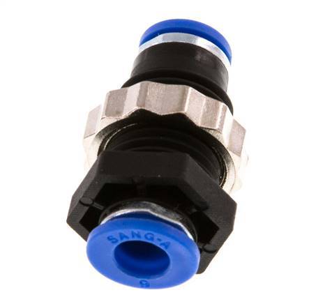 6mm Push-in Fitting PA 66 NBR Bulkhead [2 Pieces]