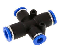 6mm x 8mm Cross Push-in Fitting PA 66 NBR 2 Outlets