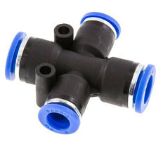 8mm x 10mm Cross Push-in Fitting PA 66 NBR 2 Outlets