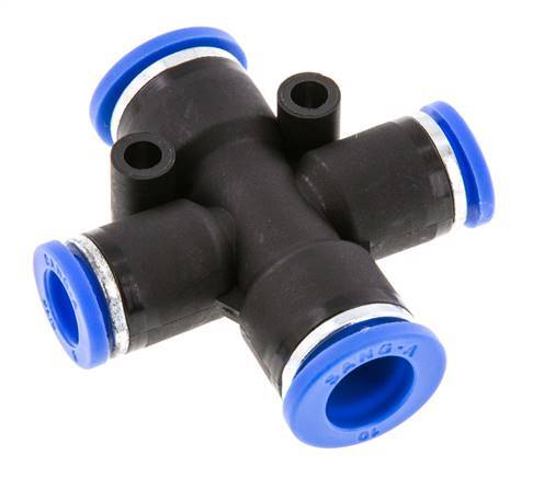 8mm x 10mm Cross Push-in Fitting PA 66 NBR 2 Outlets