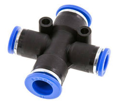 8mm x 10mm Cross Push-in Fitting PA 66 NBR 2 Outlets