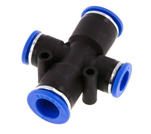 10mm x 12mm Cross Push-in Fitting PA 66 NBR 2 Outlets