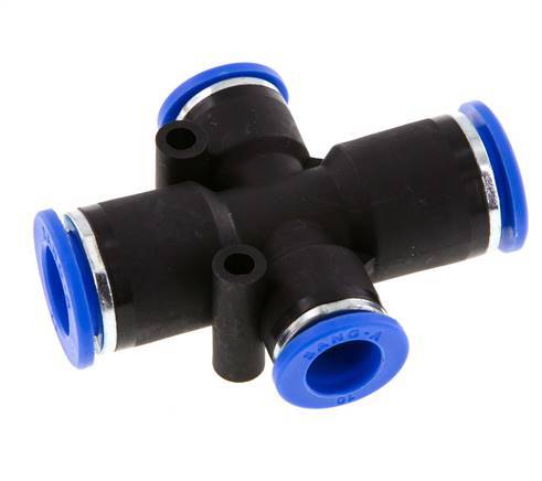 10mm x 12mm Cross Push-in Fitting PA 66 NBR 2 Outlets