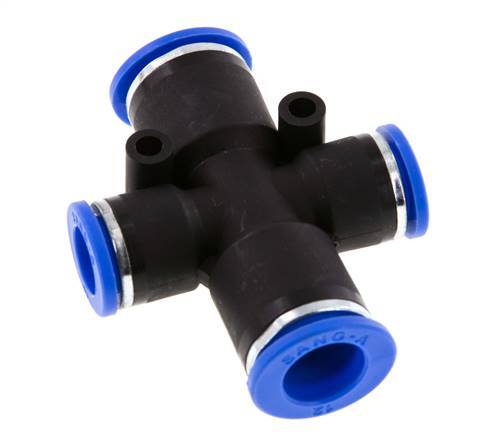 10mm x 12mm Cross Push-in Fitting PA 66 NBR 2 Outlets