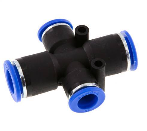 10mm x 12mm Cross Push-in Fitting PA 66 NBR 2 Outlets