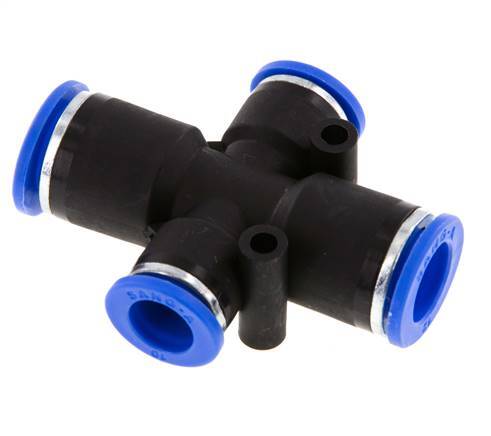 10mm x 12mm Cross Push-in Fitting PA 66 NBR 2 Outlets