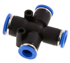 8mm x 10mm Cross Push-in Fitting PA 66 NBR 3 Outlets