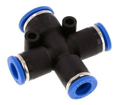 8mm x 10mm Cross Push-in Fitting PA 66 NBR 3 Outlets