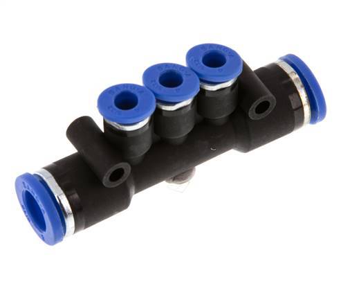 4mm x 8mm 3-way Manifold Push-in Fitting Brass/PA 66 NBR