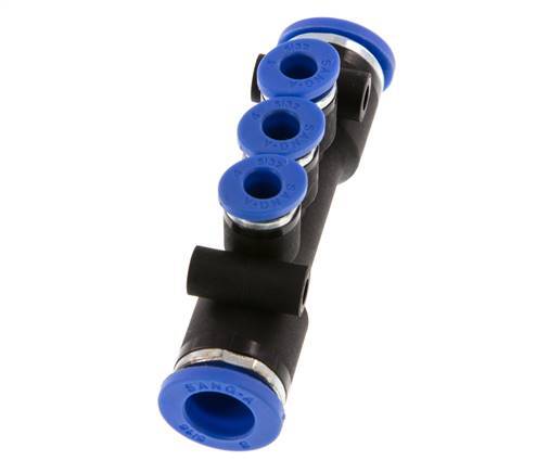 4mm x 8mm 3-way Manifold Push-in Fitting Brass/PA 66 NBR