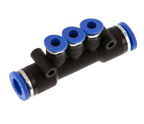 4mm x 8mm 3-way Manifold Push-in Fitting Brass/PA 66 NBR