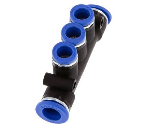 8mm x 10mm 3-way Manifold Push-in Fitting Brass/PA 66 NBR