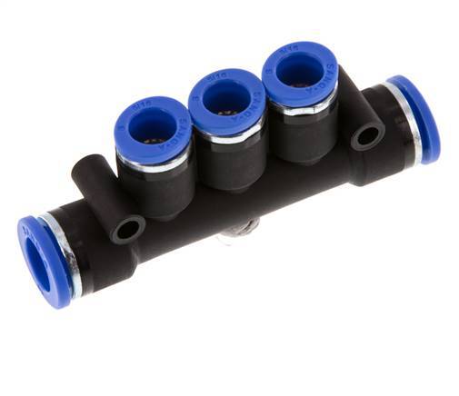 8mm x 10mm 3-way Manifold Push-in Fitting Brass/PA 66 NBR