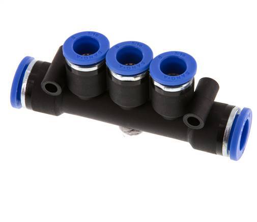 8mm x 10mm 3-way Manifold Push-in Fitting Brass/PA 66 NBR