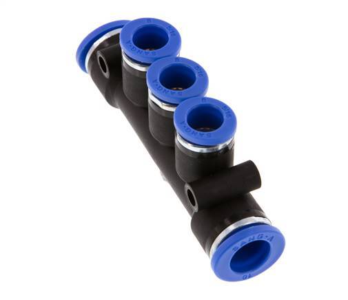 8mm x 10mm 3-way Manifold Push-in Fitting Brass/PA 66 NBR