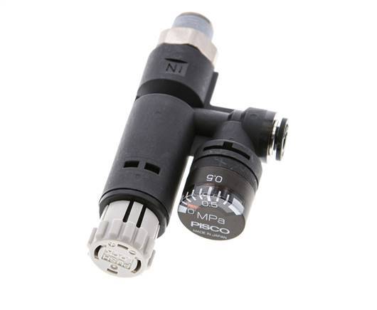 Pneumatic Pressure Regulator 4mm - R1/8'' with Pressure Gauge