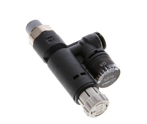 Pneumatic Pressure Regulator 6mm - R1/8'' with Pressure Gauge