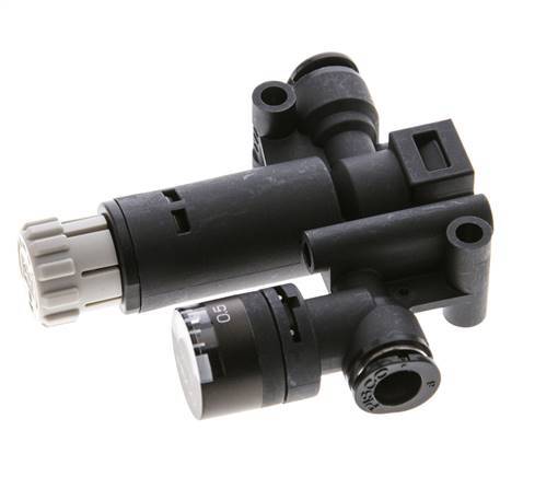 Pneumatic Pressure Regulator 6mm with Pressure Gauge