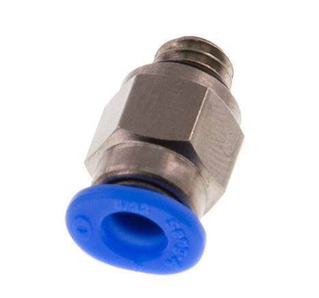 4mm x M 6 Push-in Fitting with Male Threads Brass/POM NBR Compact Design [2 Pieces]