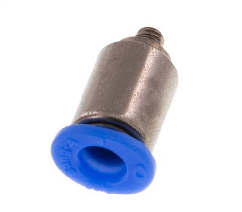 4mm x M 3 Push-in Fitting with Male Threads Steel/POM NBR Inner Hexagon Compact Design [2 Pieces]