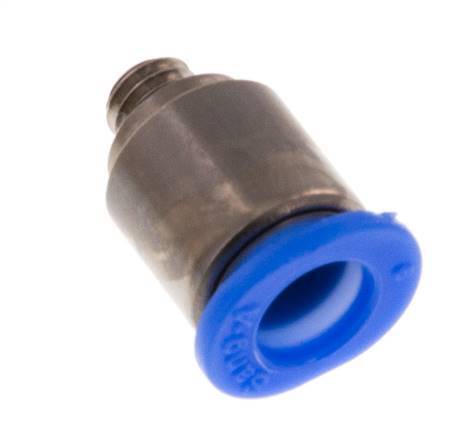 6mm x M 5 Push-in Fitting with Male Threads Brass/POM NBR Inner Hexagon Compact Design [5 Pieces]