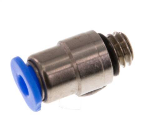 3mm x M 6 Push-in Fitting with Male Threads Brass/POM NBR Inner Hexagon Compact Design [2 Pieces]