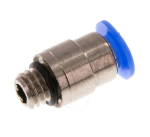 4mm x M 6 Push-in Fitting with Male Threads Brass/POM NBR Inner Hexagon Compact Design [2 Pieces]